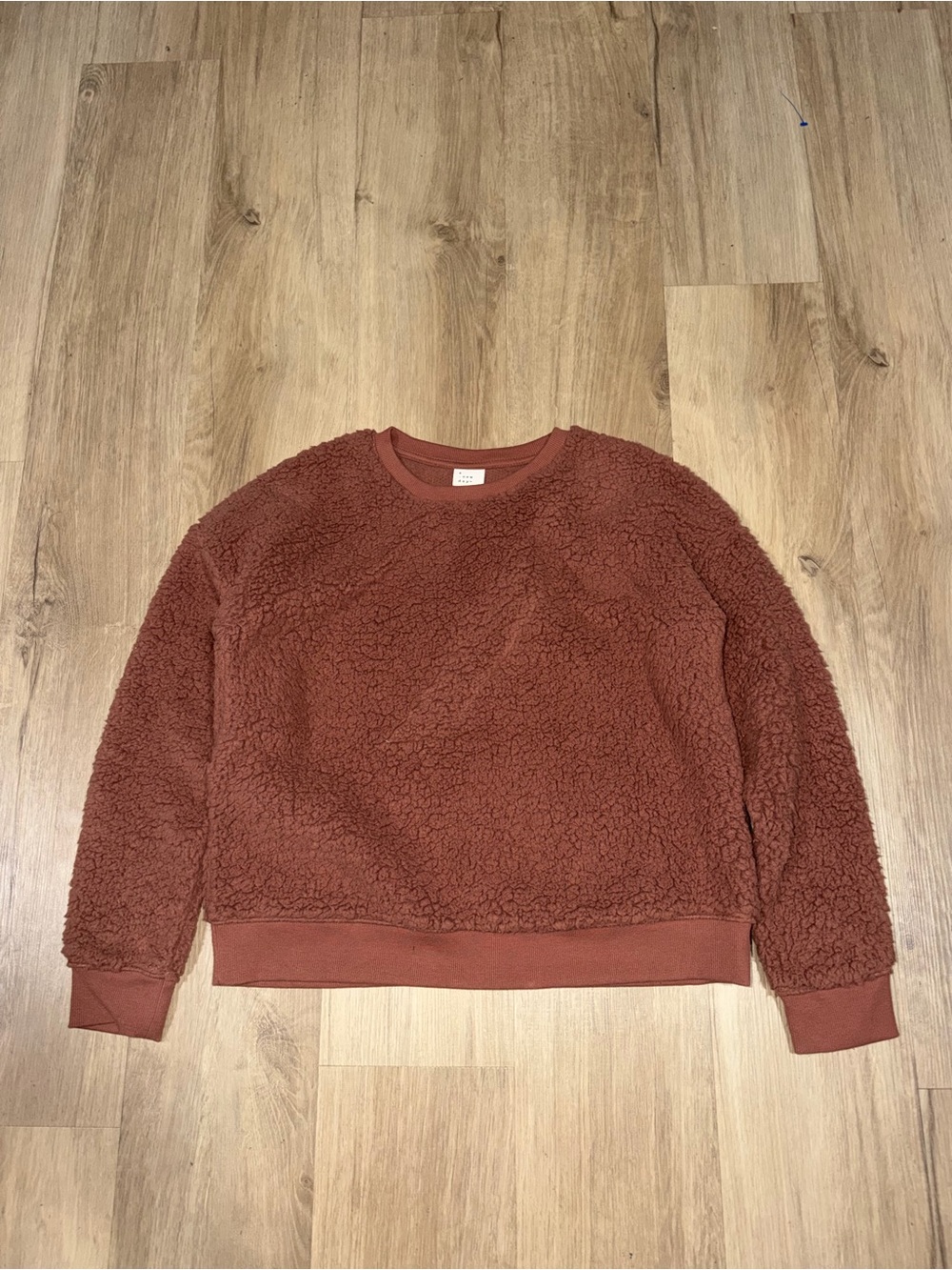 a new day Plush Sherpa Crewneck Sweatshirt - Rust Brown